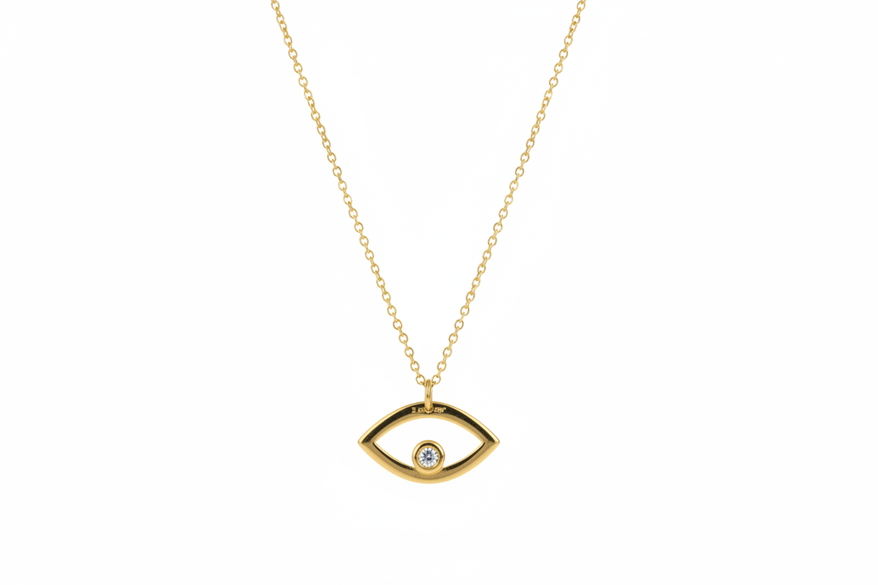 Dalia T Online Necklace 14KT Evil Eye Necklace with a Diamond