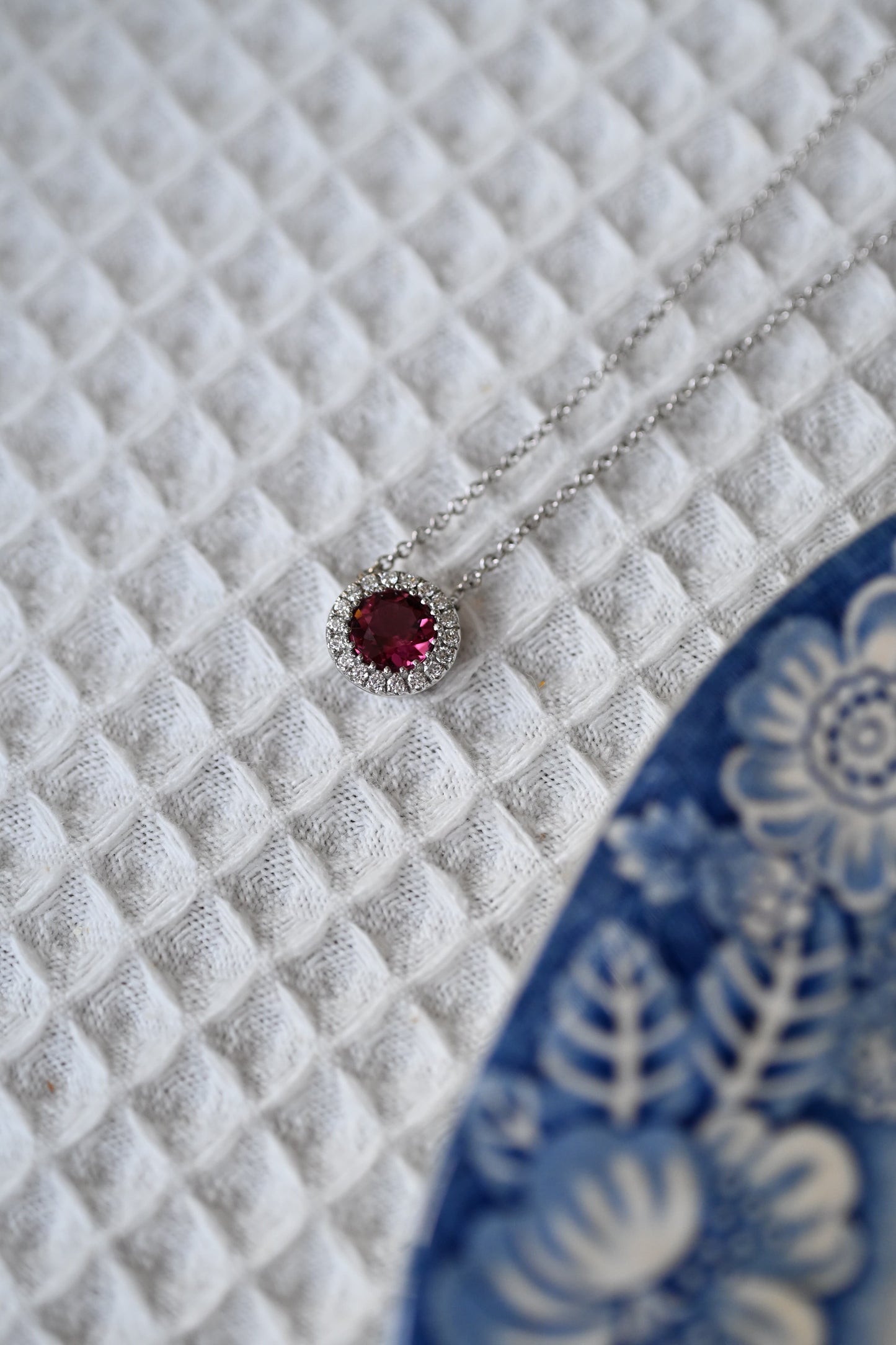 Dalia T Online Necklace 14KT Halo Pink Tourmaline Necklace