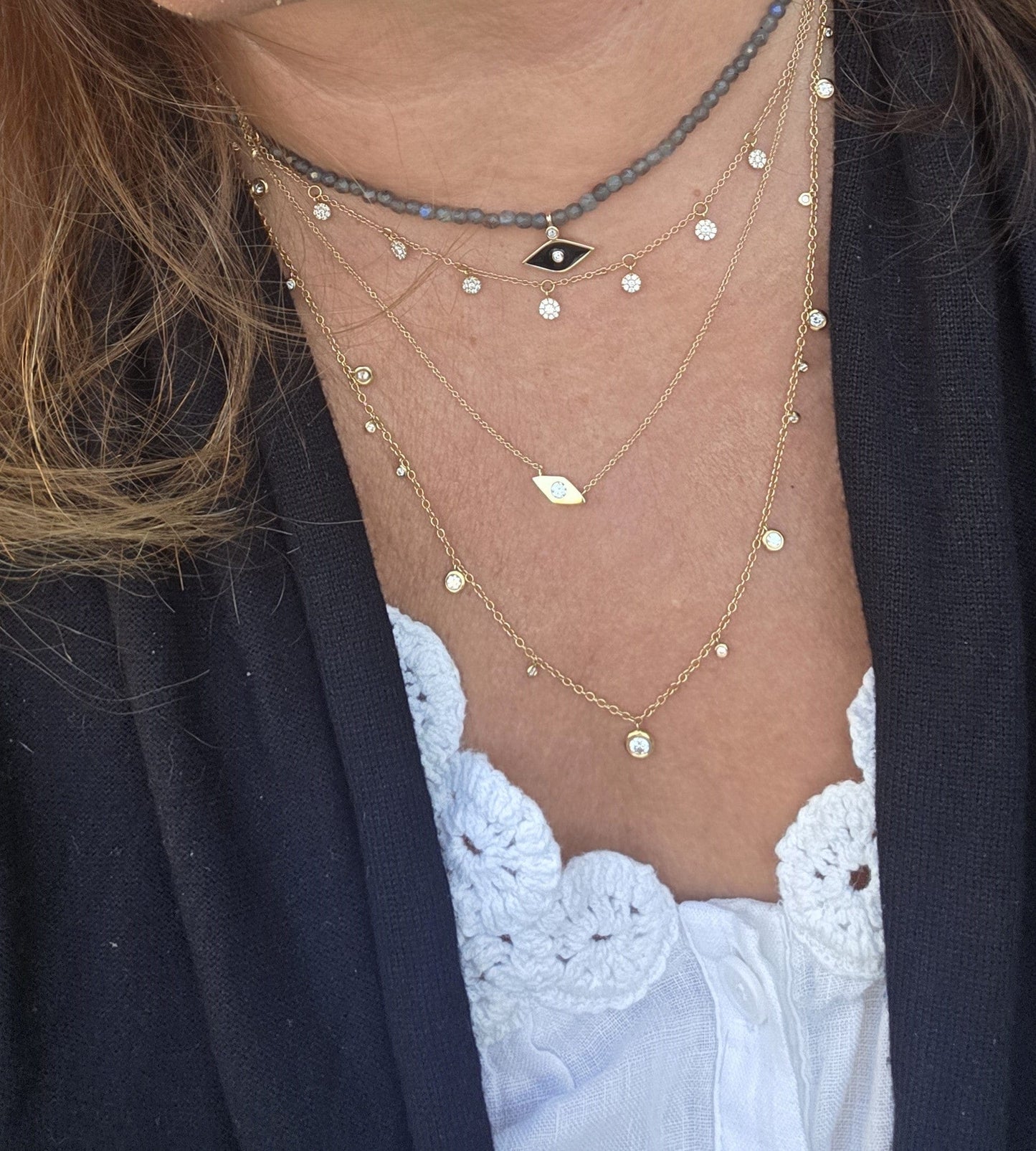 Dalia T Online Necklace 14KT Rose Gold & Diamonds Evil Eye Necklace