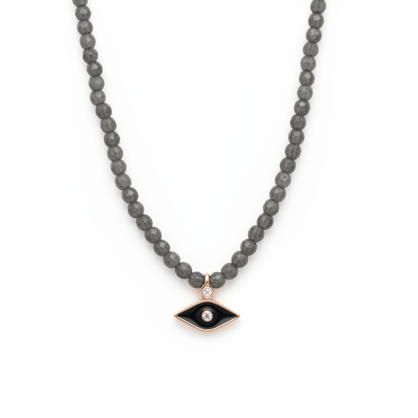 Dalia T Online Necklace 14KT Rose Gold & Diamonds Evil Eye Necklace