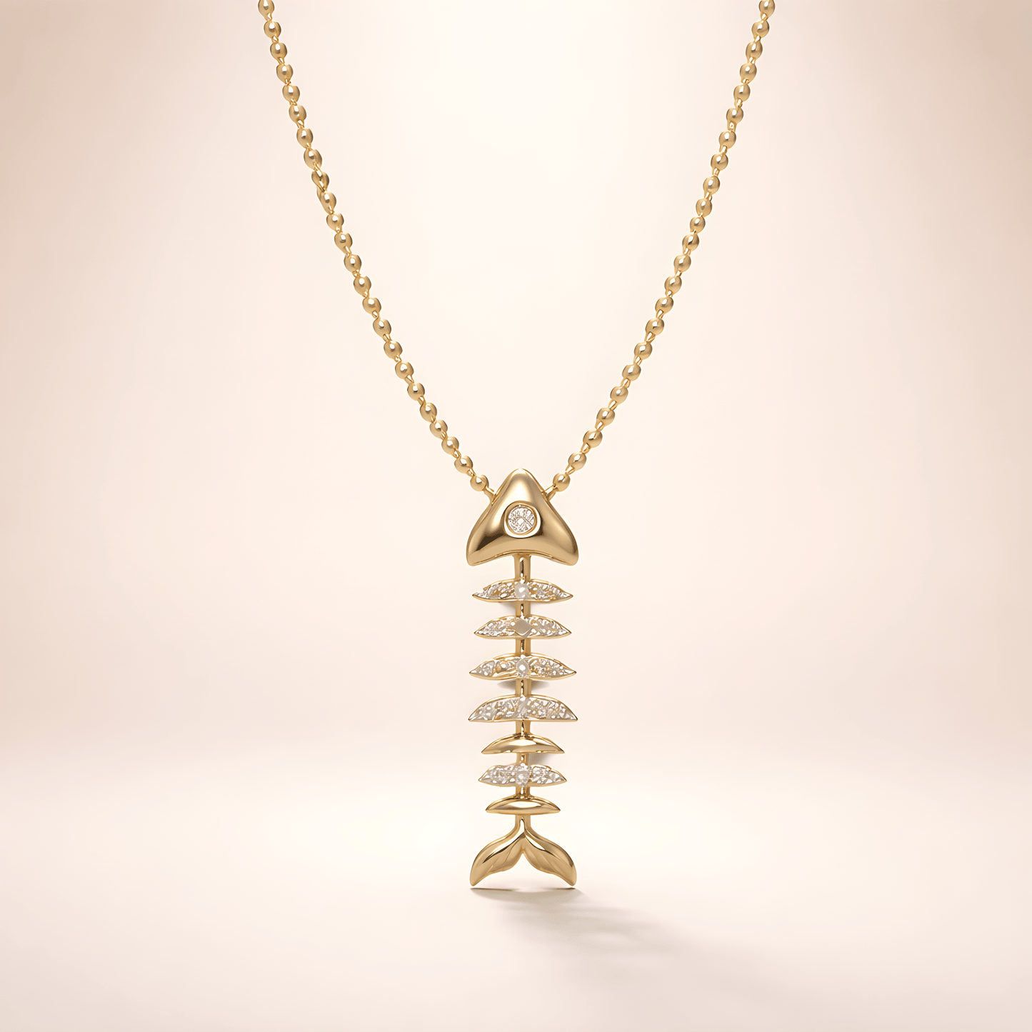 Dalia T Online Necklace Fishbone Necklace with Diamonds