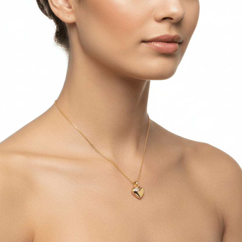 Dalia T Online Necklace Heart Pendant Set with a Diamond