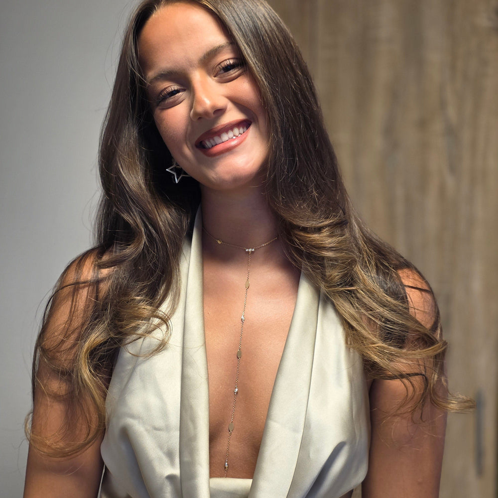 Dalia T Online Necklace Romy Long Tie Necklace with Diamonds