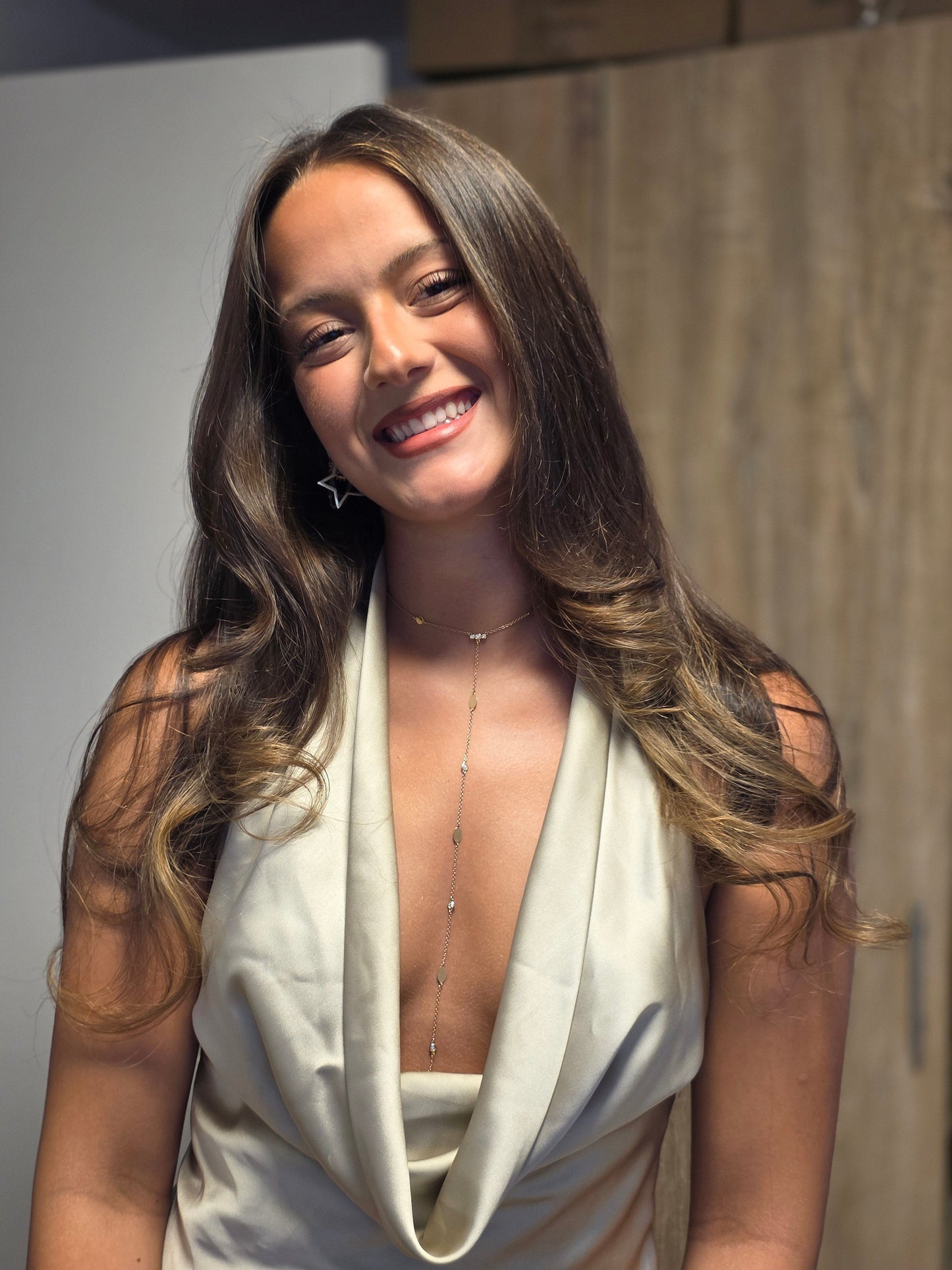 Dalia T Online Necklace Romy Long Tie Necklace with Diamonds