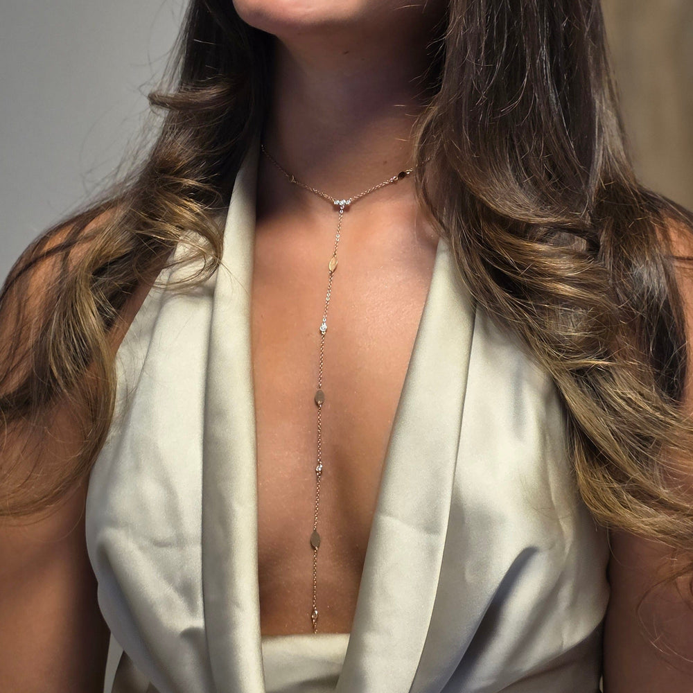 Dalia T Online Necklace Romy Long Tie Necklace with Diamonds
