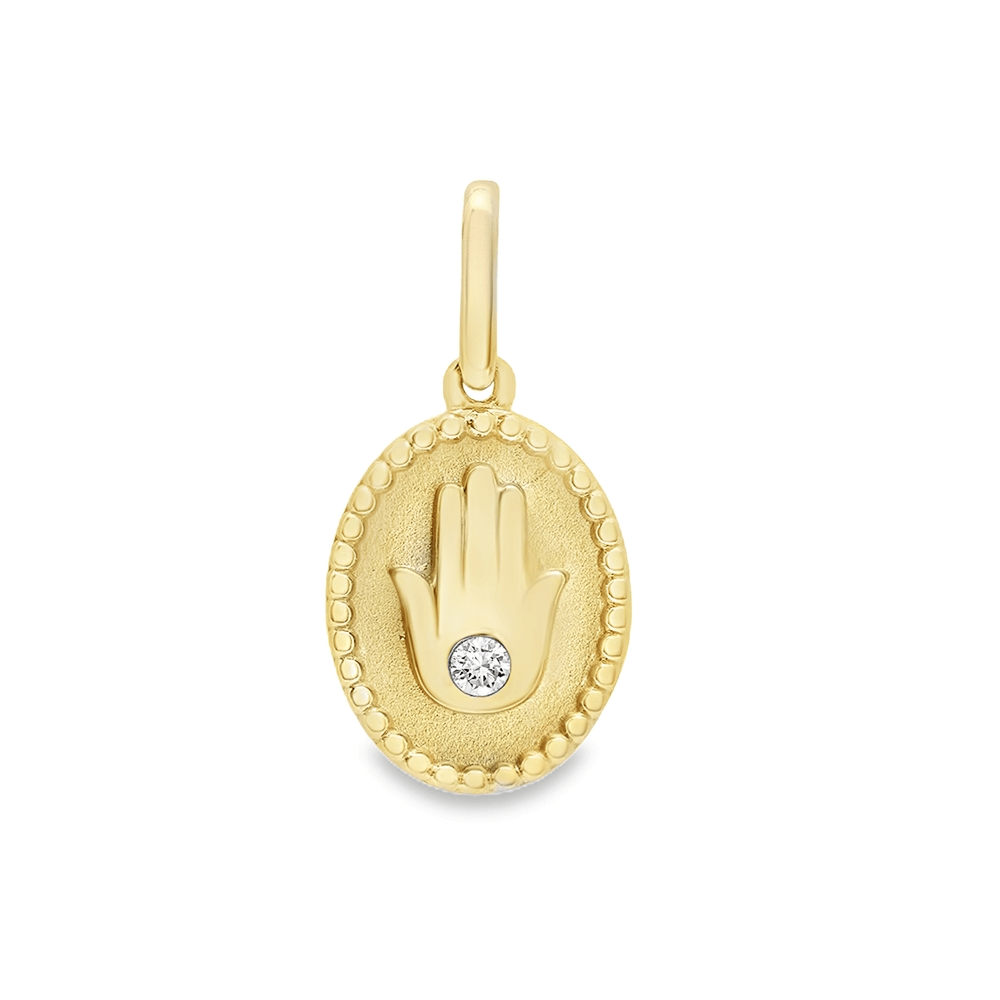Dalia T Online Necklace Small Hansa medallion with a diamond necklace