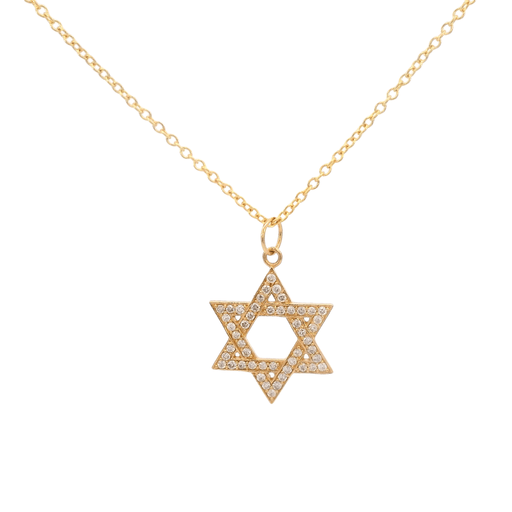 Dalia T Online Pendants 18KT Yellow Gold Diamond Star of David Necklace