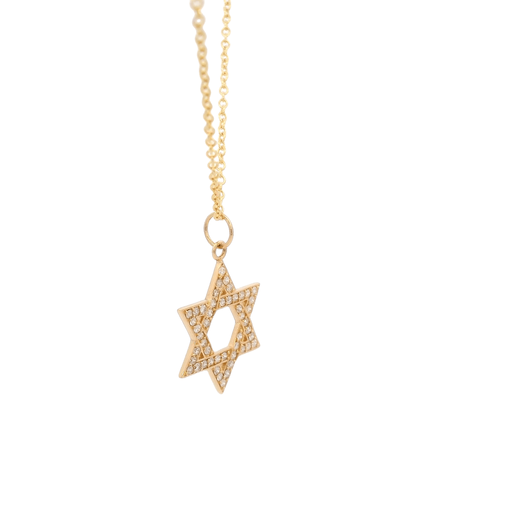 Dalia T Online Pendants 18KT Yellow Gold Diamond Star of David Necklace