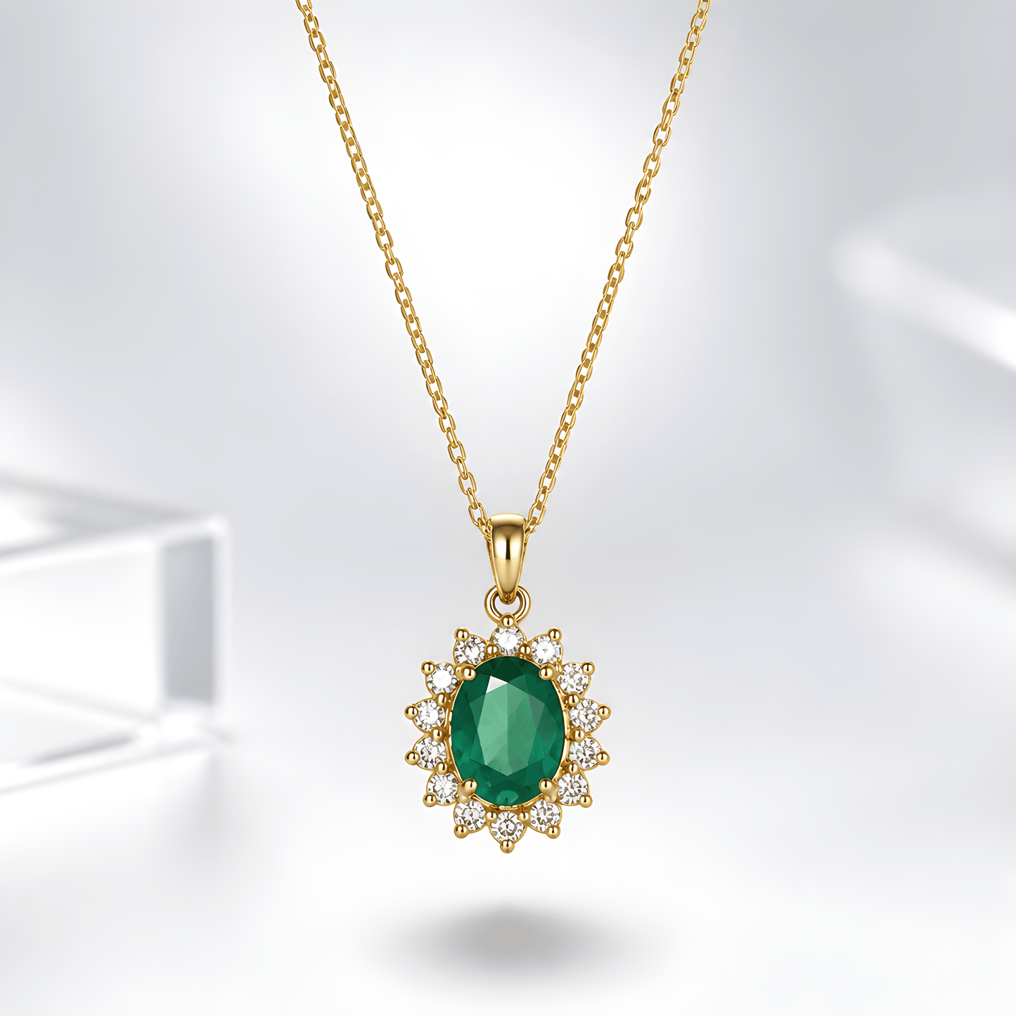 Dalia T Online Ring 14KT Natural Emerald & Diamond Necklace