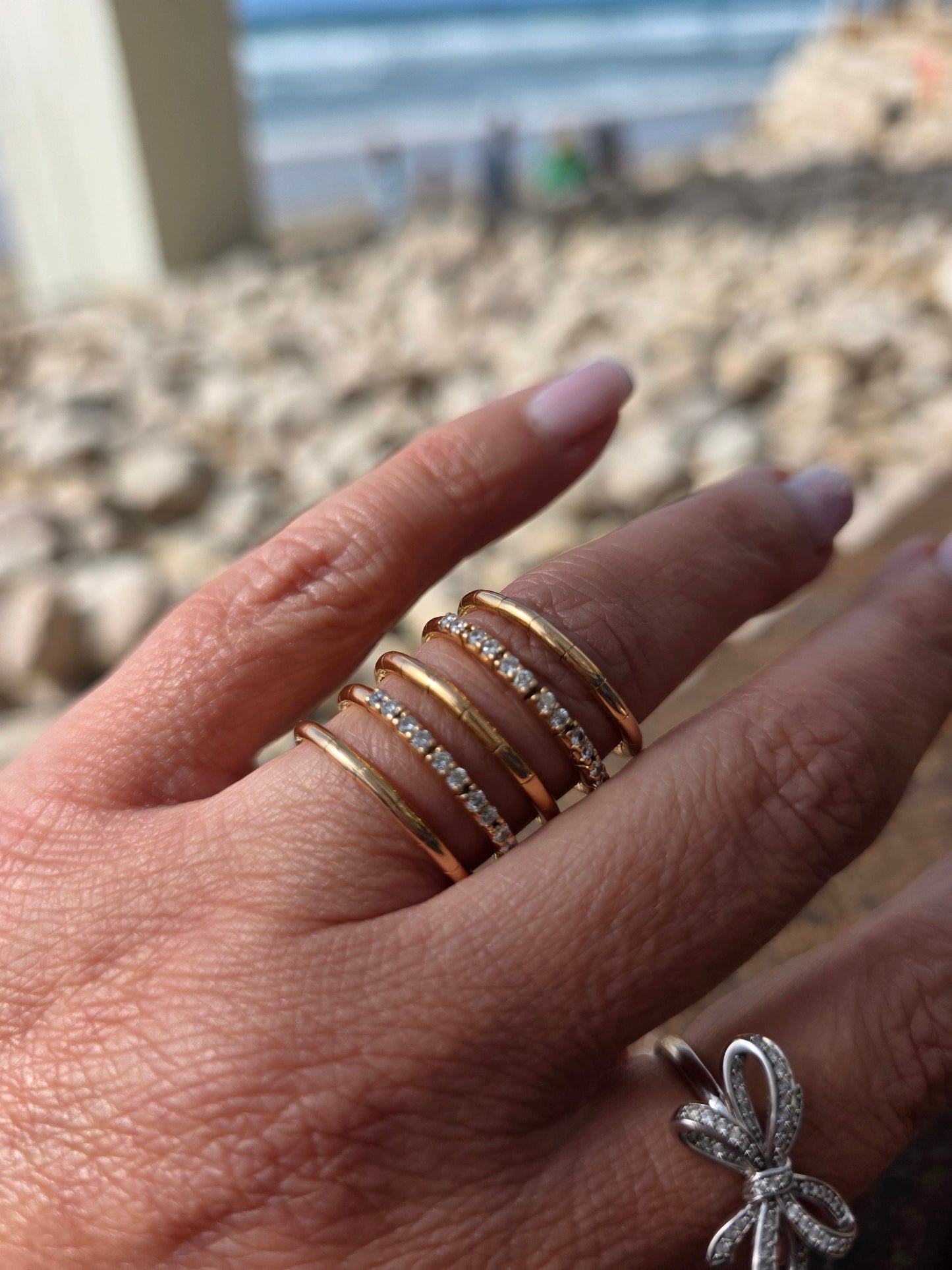 Dalia T Online Ring 18KT Rose Gold Flexi 5 Rows Diamond Ring