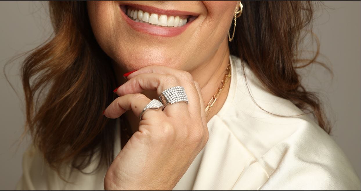 Dalia T Online Ring 5 A Rhombus Pinky Ring Set with Diamonds