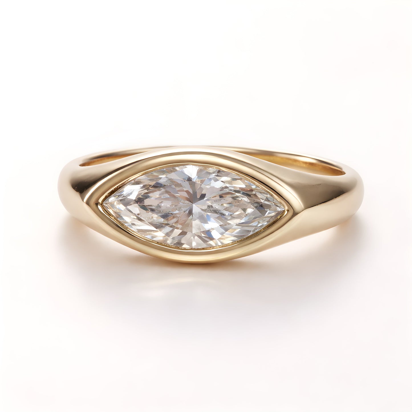 Dalia T Online Ring 4.5 Signet Pinky Ring Set with Marquis shaped Diamonds