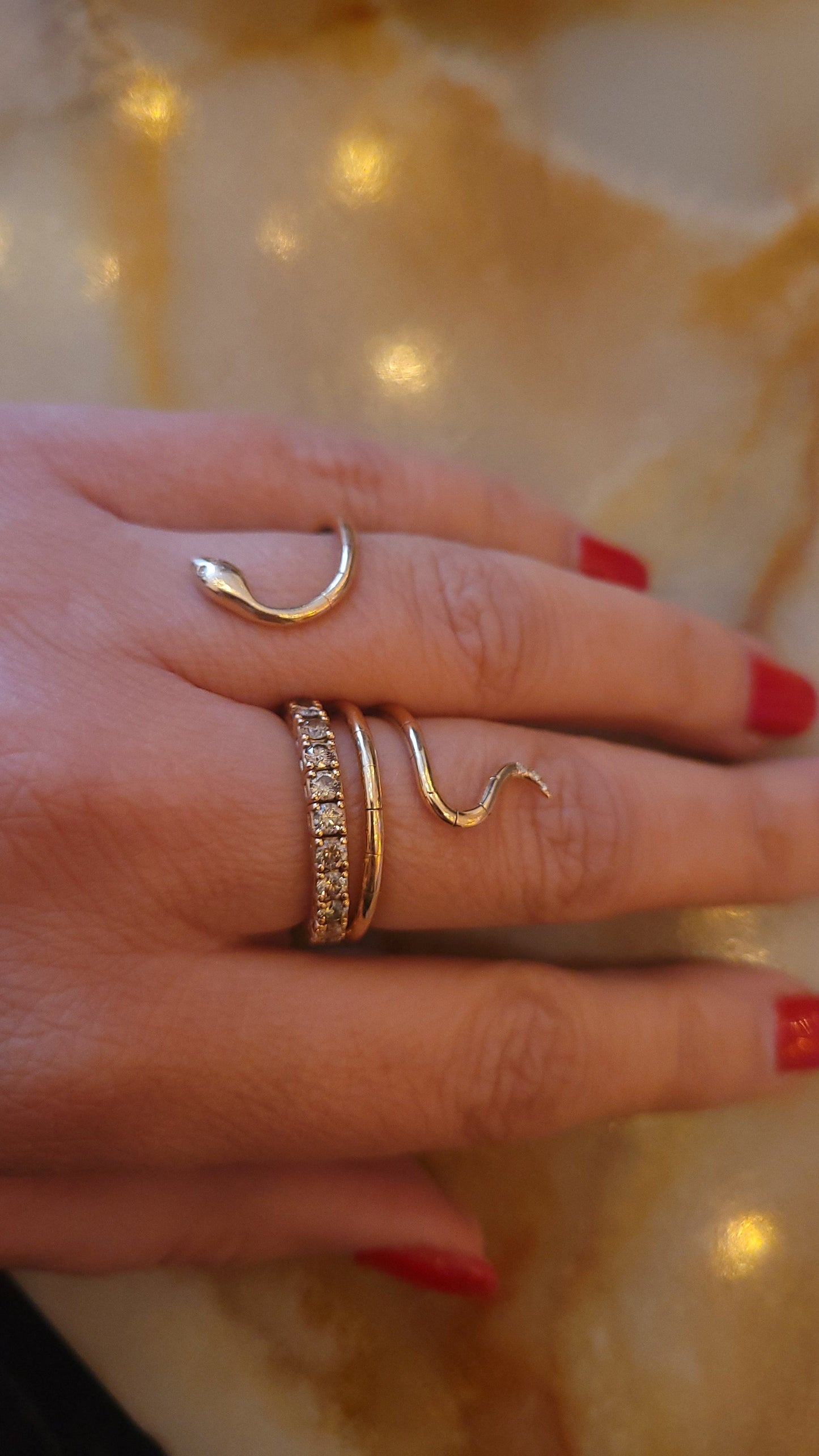 Dalia T Online Rings 18KT Gold & Dia Elegant 2-fingers Snake Ring