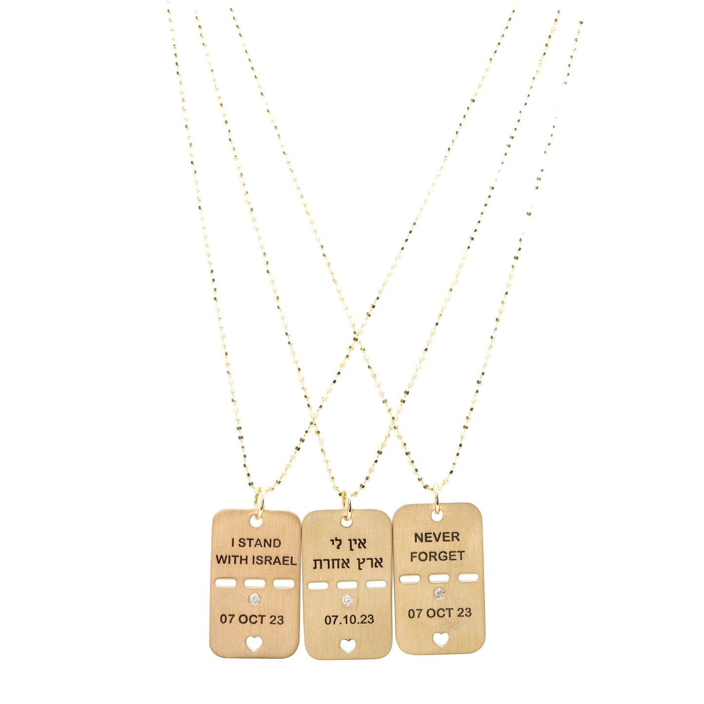 Dalia T Online Tag Necklace 14KT Gold 14 KT Gold Tag with a Diamond- Never Forget- S