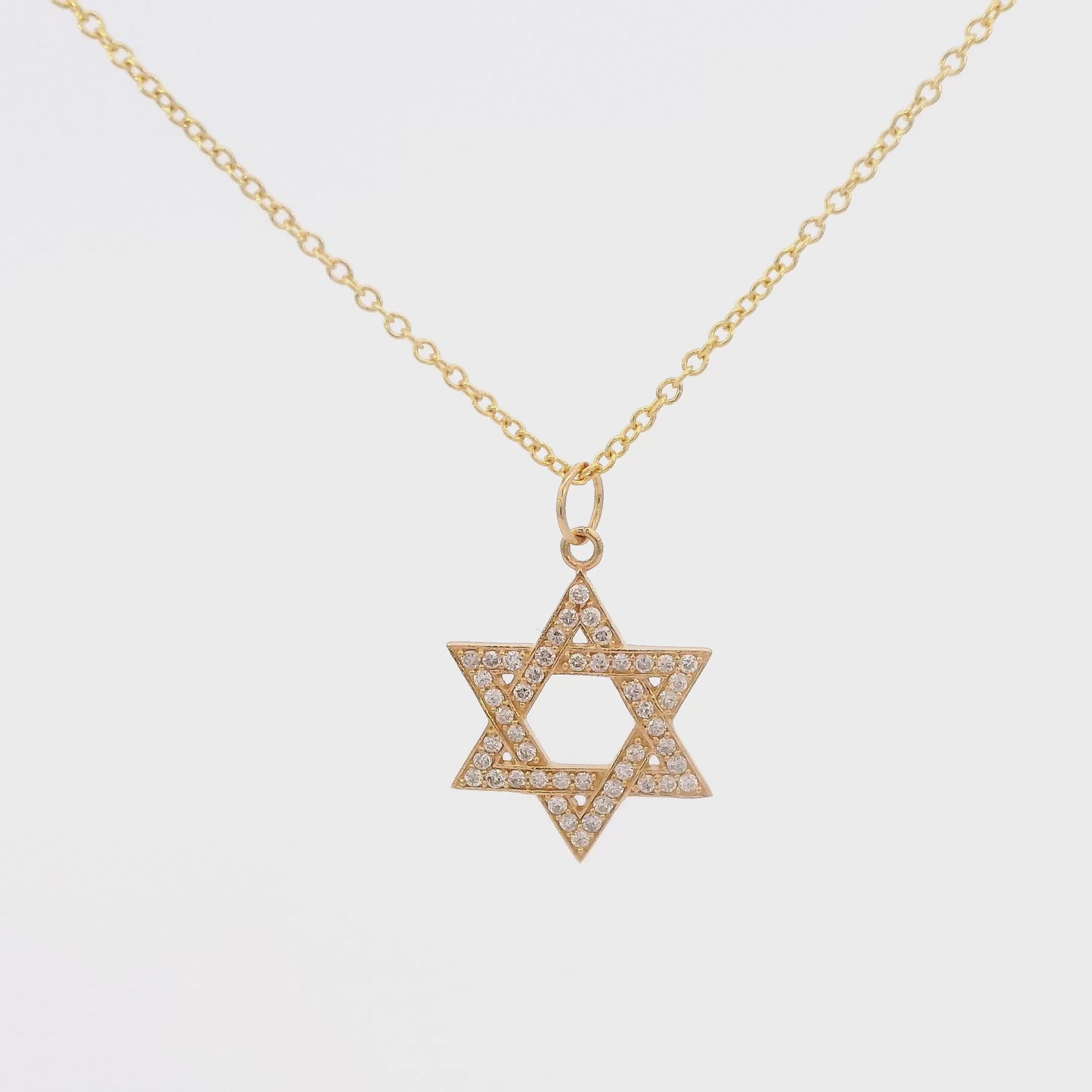 18KT Yellow Gold Diamond Star of David Necklace