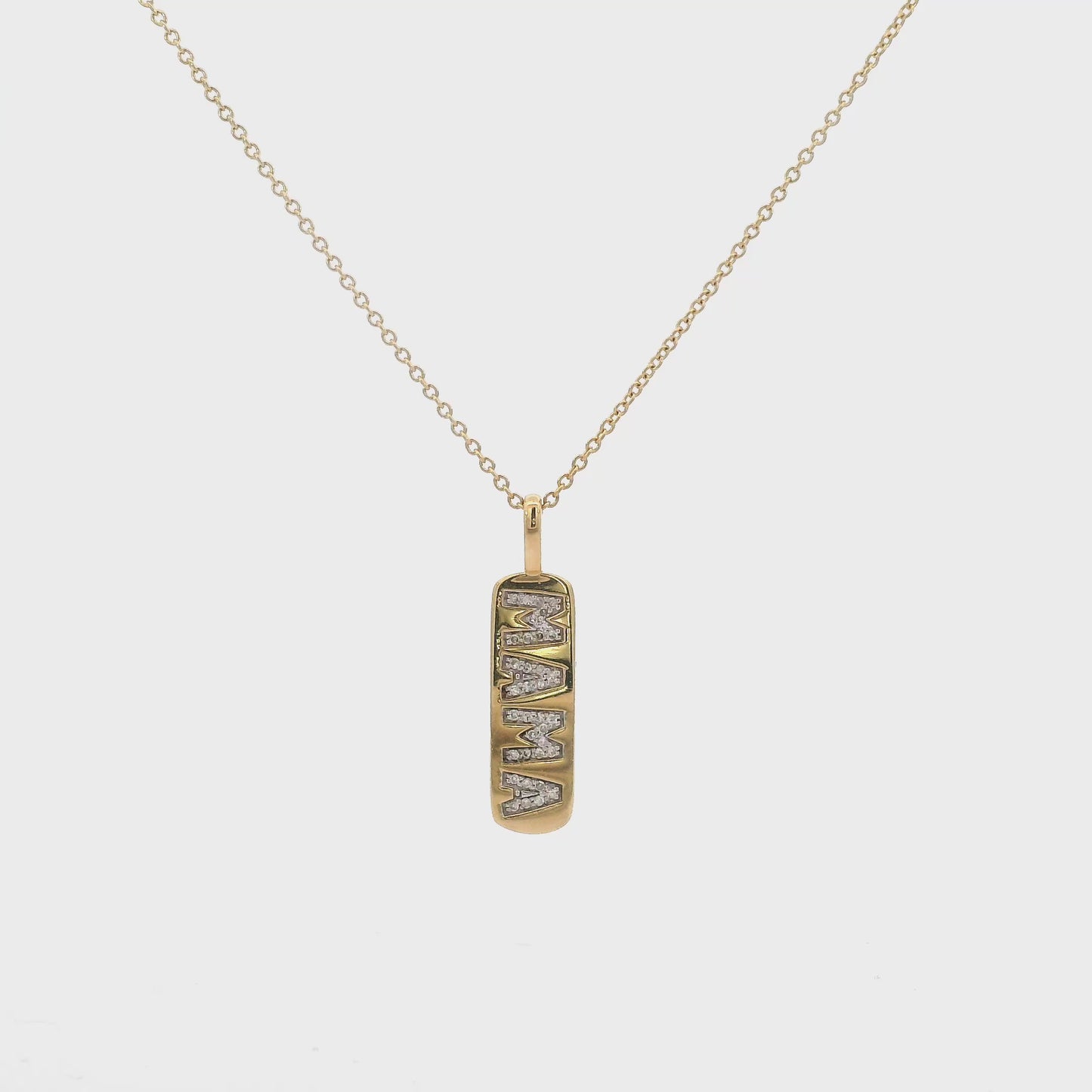14KT Mama Pendant Necklace with Diamonds