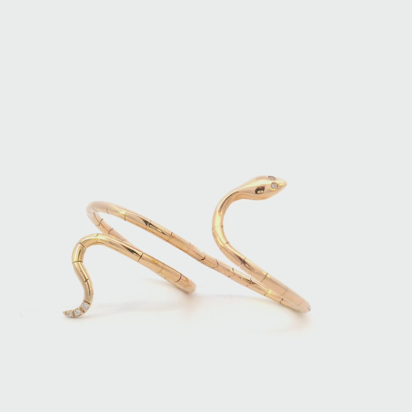 18KT Gold & Dia Elegant 2-fingers Snake Ring
