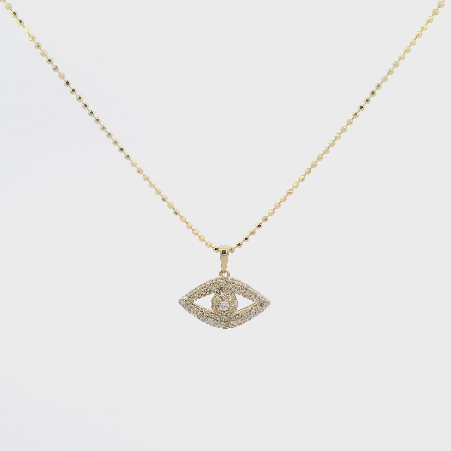 14KT Evil Eye Diamond Pendant Necklace