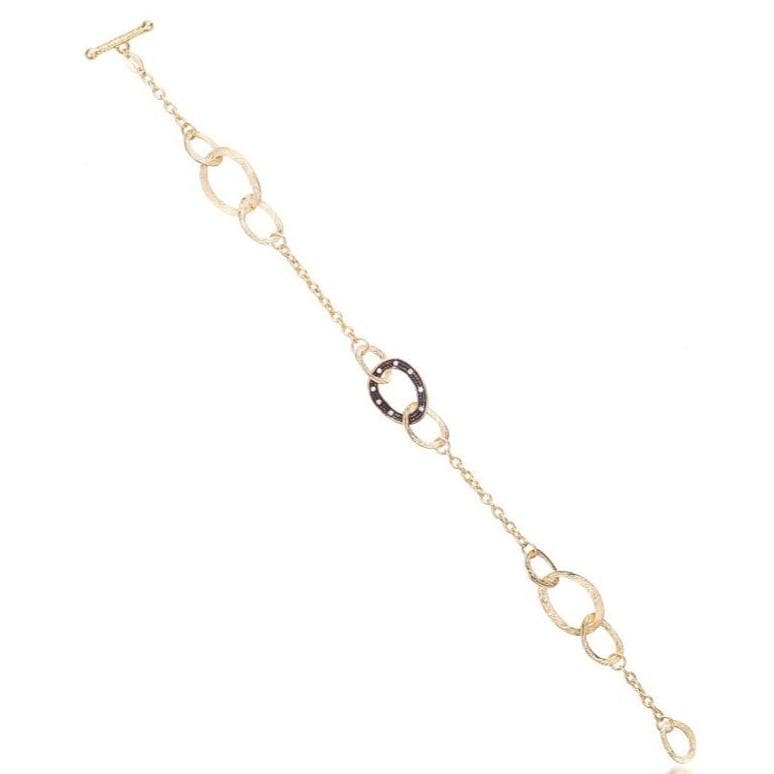 
                  
                    Dalia T Bracelet Soft Links Collection 14KT Yellow Gold Diamonds large links Bracelet with Black Rhodium
                  
                