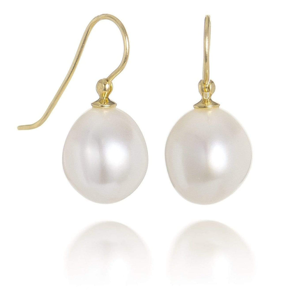 Dalia T Earrings Luster Collection 14KT Yellow Gold  Pearl Drop Earrings