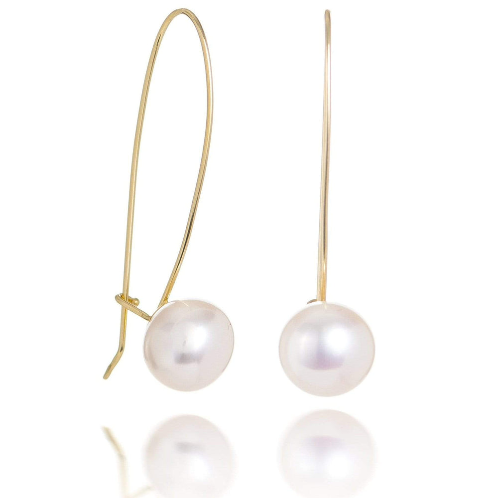 Dalia T Earrings Luster Collection 14KT Yellow Gold  Pearl Drop Earrings