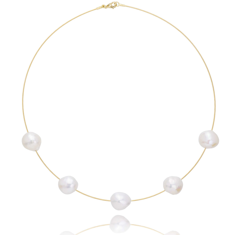 Dalia T Necklace Luster Collection 14KT Yellow Gold Pearls Necklace