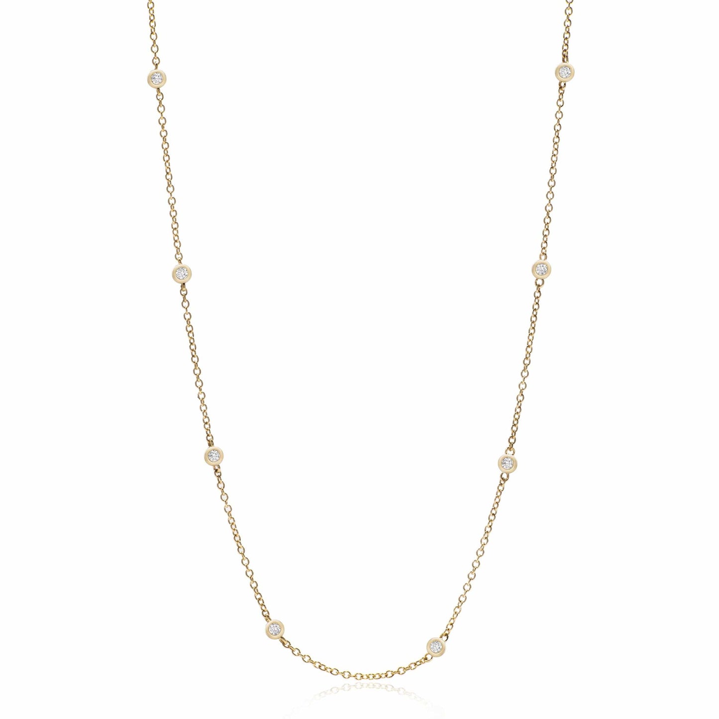 Dalia T Online Necklace Delicate Collection 14KT Yellow Gold Diamonds Station Necklace