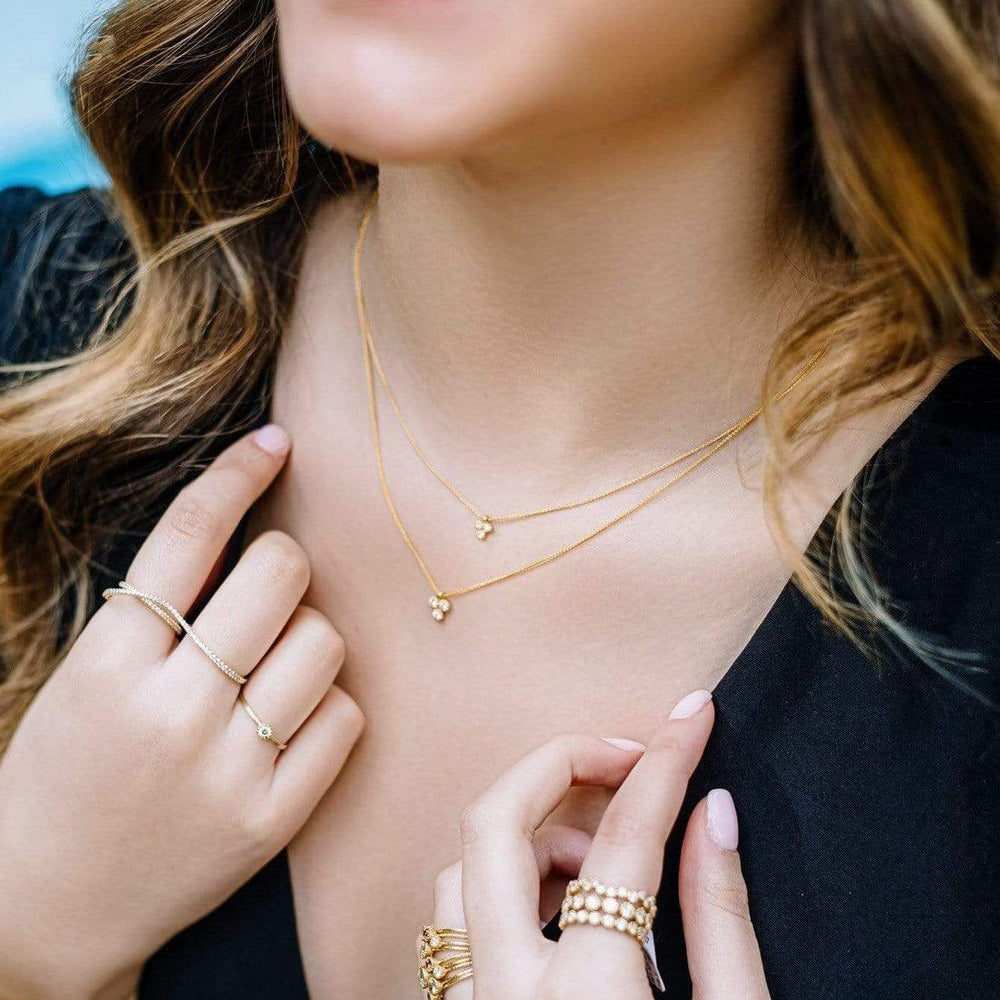 
                  
                    Dalia T Online Necklace Delicate Collection 14KT YG 3 Diamonds Medium Pendant Necklace 0.06CT
                  
                