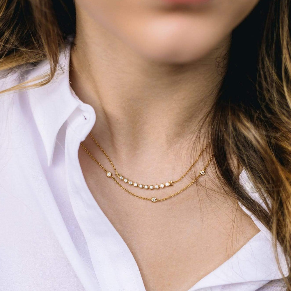 
                  
                    Dalia T Online Necklace Delicate Collection 14KT YG Diamonds Bar Necklace 0.40CT
                  
                