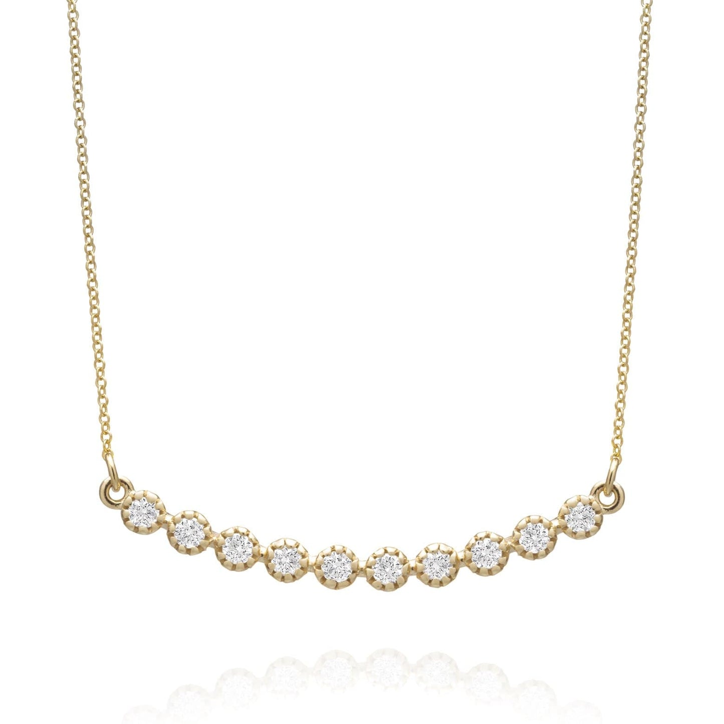 Dalia T Online Necklace Delicate Collection 14KT YG Diamonds Bar Necklace 0.40CT