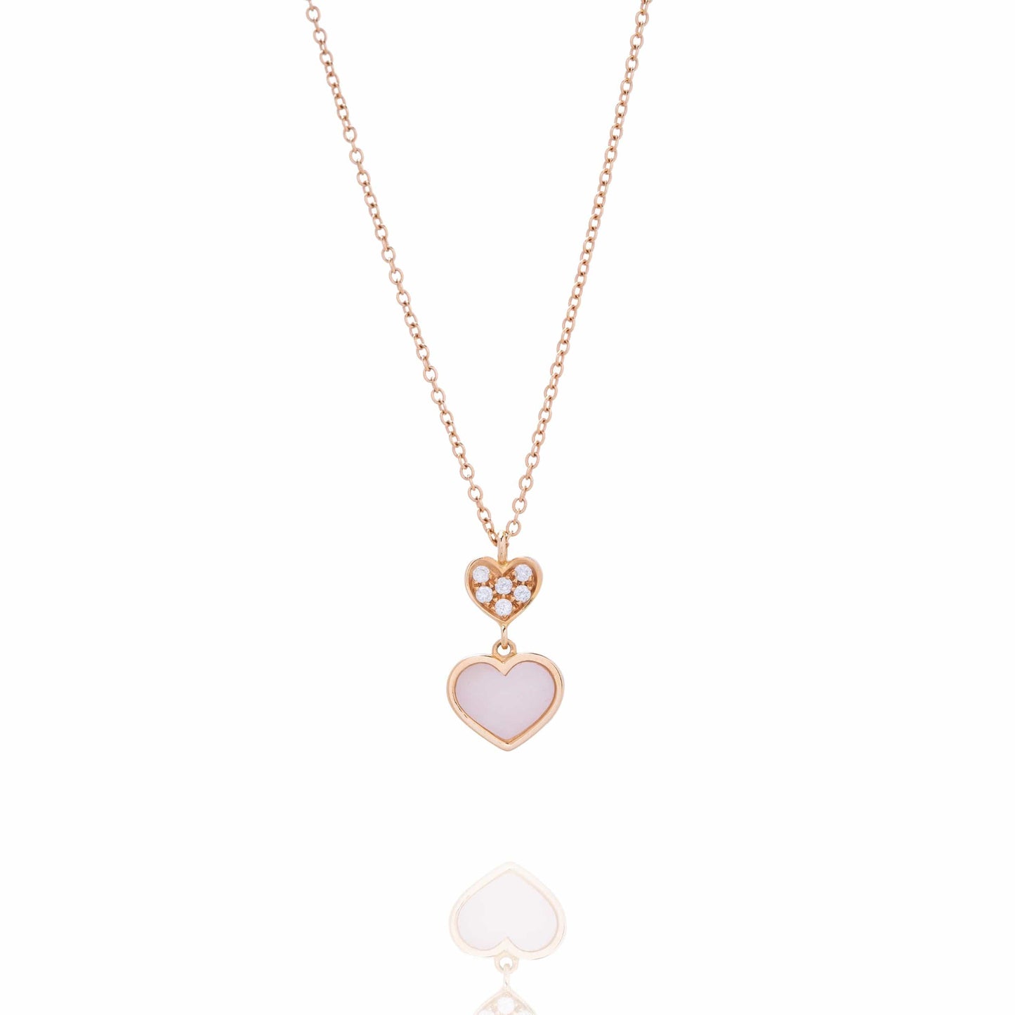 Dalia T Online Necklace Delicate Collection 18KT Rose Gold Mother of Pearl Heart and Diamonds Necklace