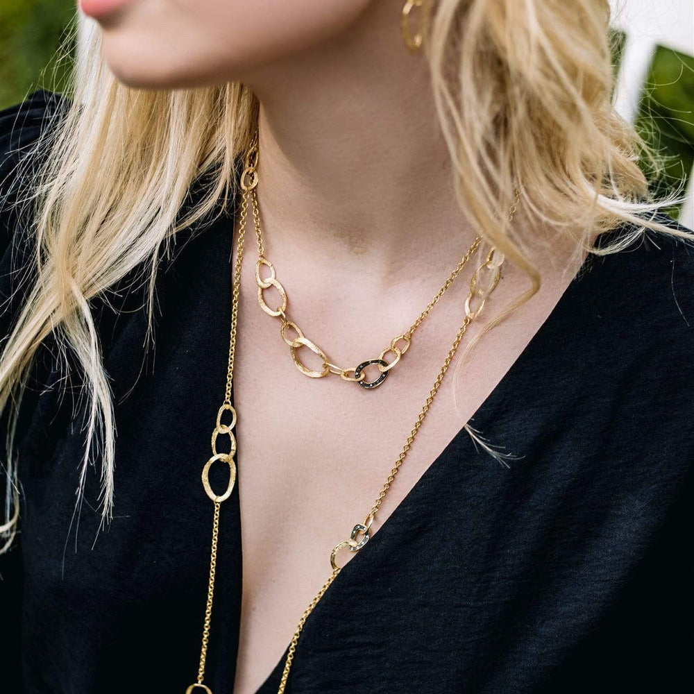 
                  
                    Dalia T Online Necklace Soft Links Collection 14KT Yellow Gold & Diamonds Large Links Necklace with Black Rhodium
                  
                