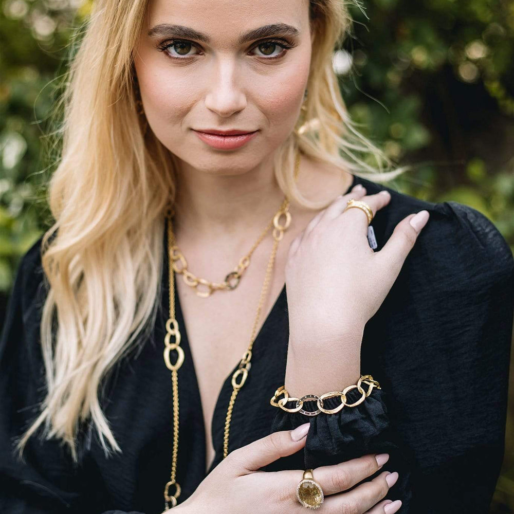 
                  
                    Dalia T Online Necklace Soft Links Collection 14KT Yellow Gold & Diamonds Large Links Necklace with Black Rhodium
                  
                