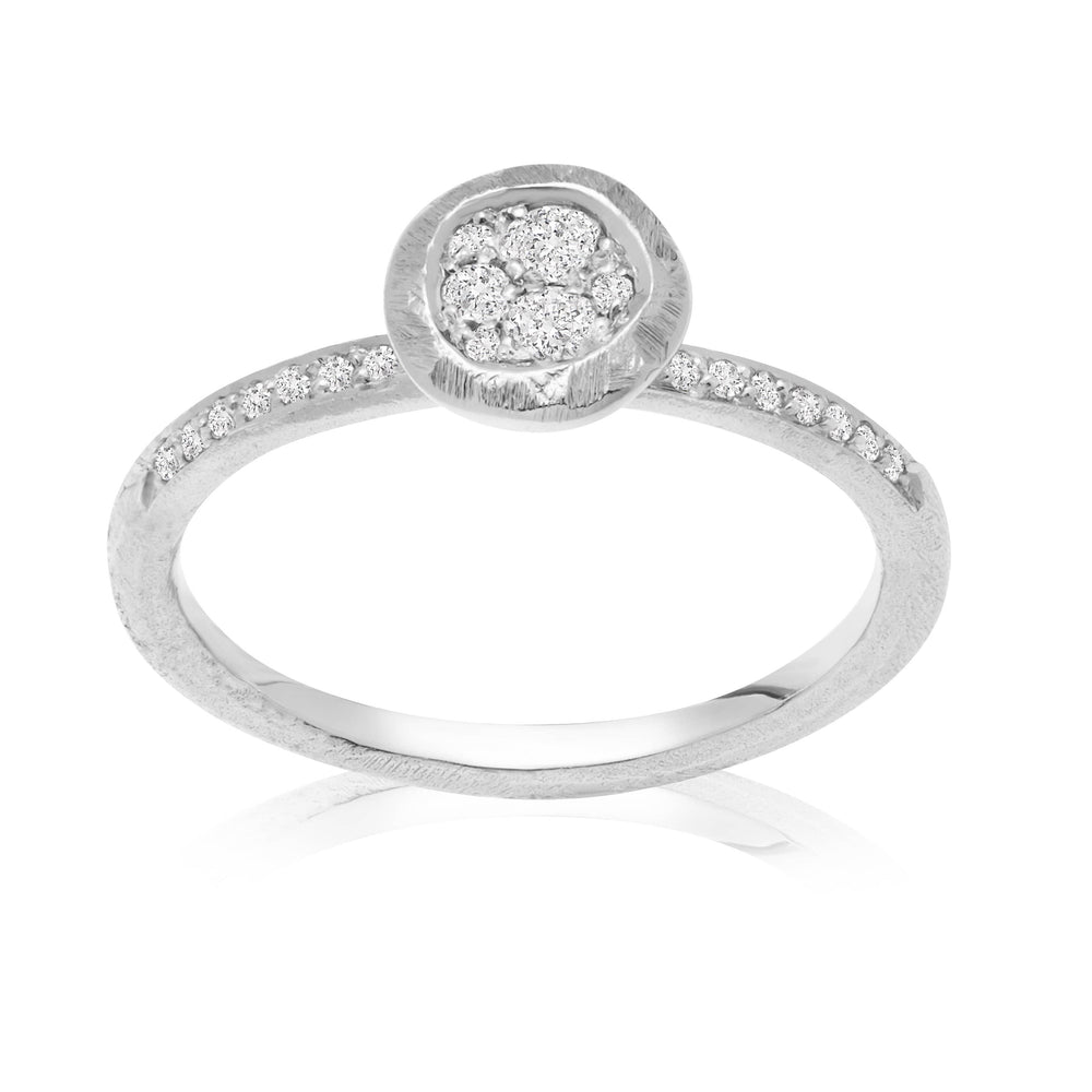 Dalia T Online Ring Signature Collection 14KT White Gold High Cluster Diamond Ring