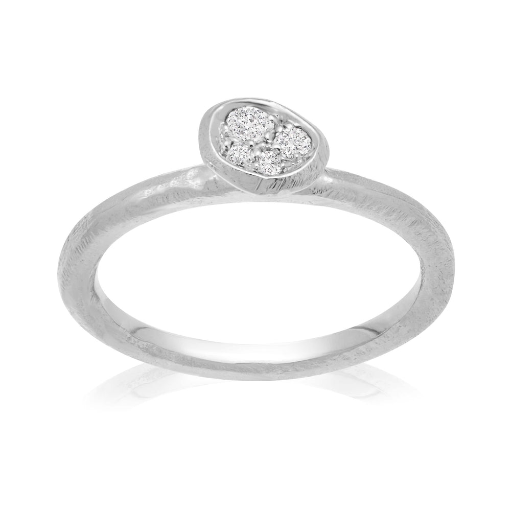 Dalia T Online Ring Signature Collection 14KT White Gold High Cluster Diamond Ring