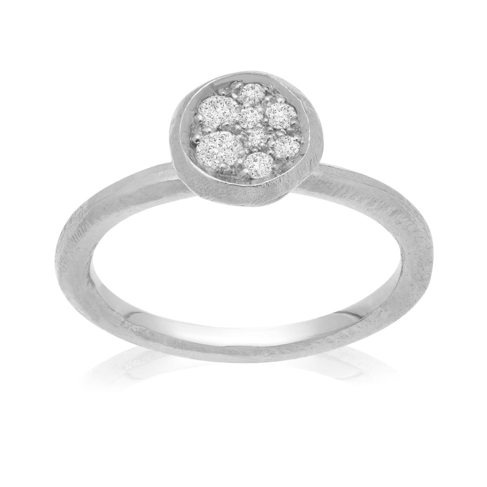 Dalia T Online Ring Signature Collection 14KT White Gold High Cluster Diamond Ring