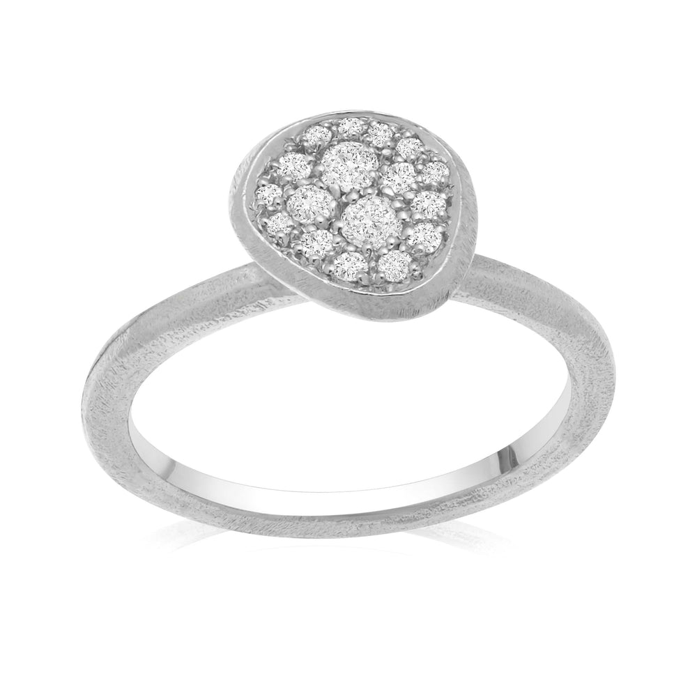 Dalia T Online Ring Signature Collection 14KT White Gold High Cluster Diamond Ring